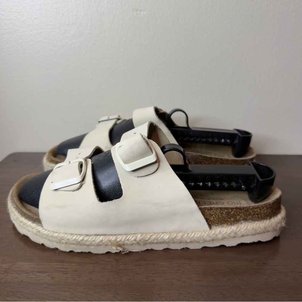 Bio Green Beige Leather Sandals Sz 40 Womens